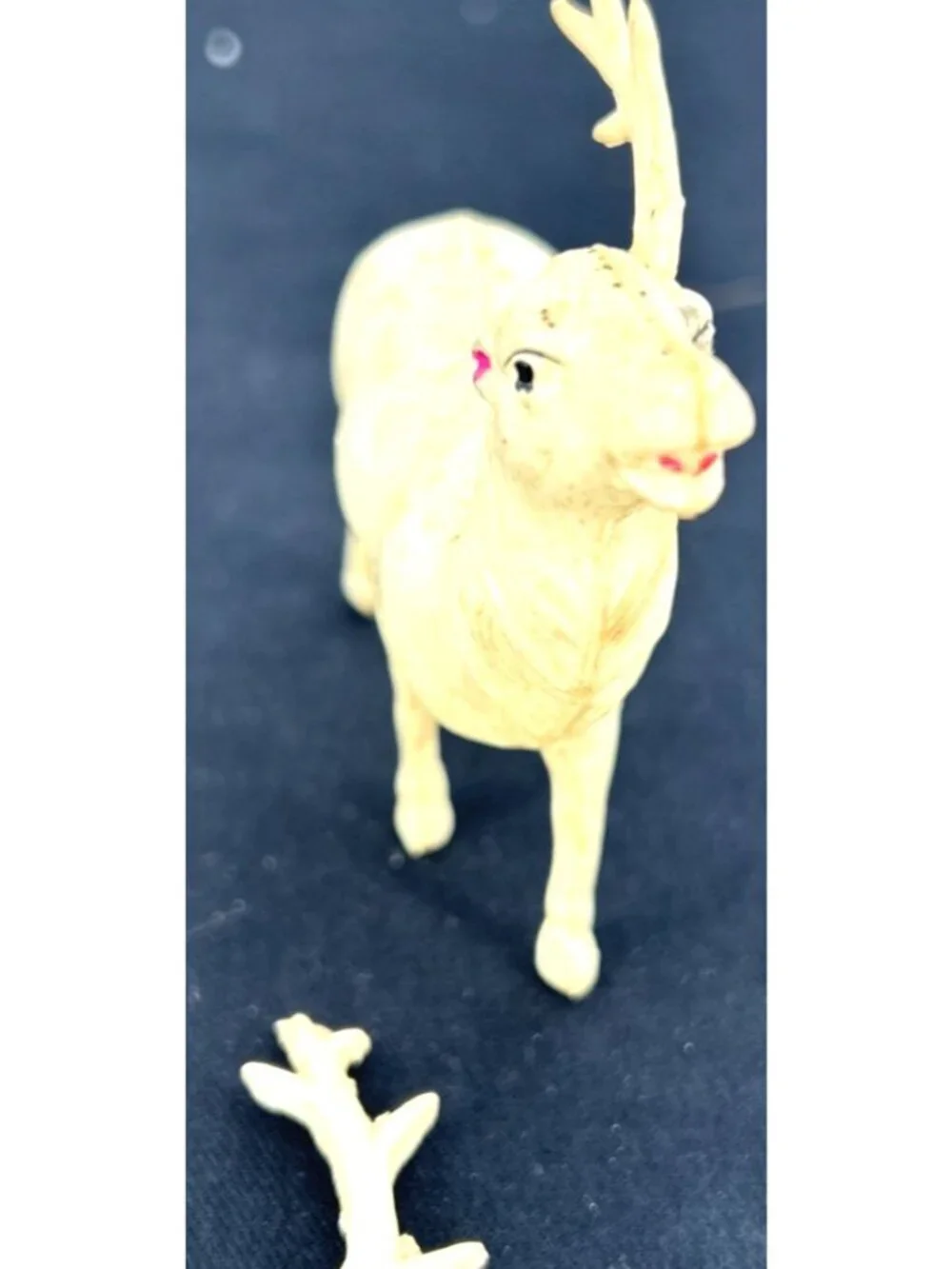 Vintage Standing White Deer Reindeer Antlers Plastic Lot of 6